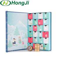 Custom Blue Square Chocolate Gift Cardboard Advent Calendar Packaging Box with Drawer