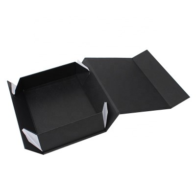 High Quality Custom Luxury Small Rectangle Black Magnetic Folding Gift Box