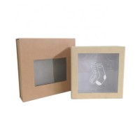 High quality OEM socks clothes packing kraft paper cardboard magnetic gift box with clear PVC window